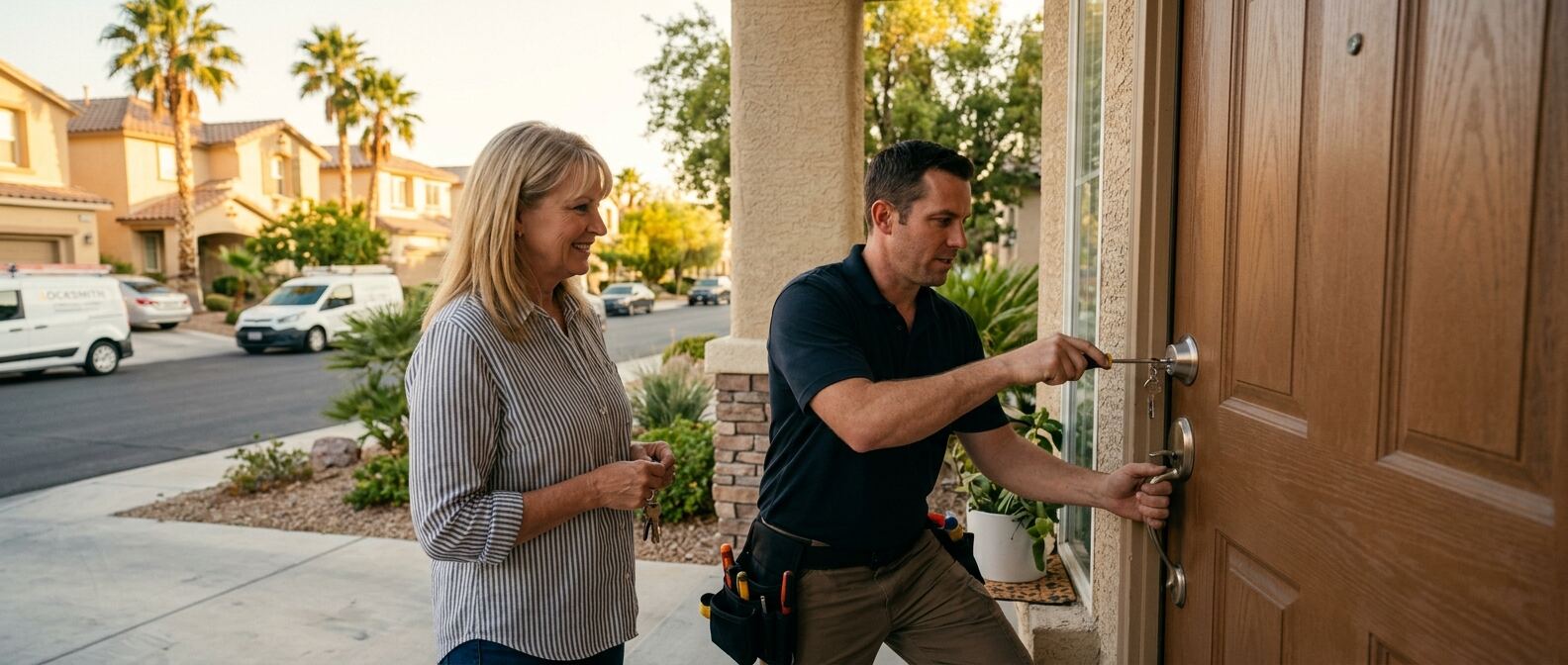 Professional las vegas locksmith technician at work in Las Vegas